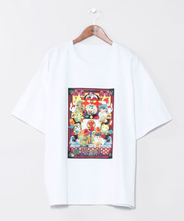 来福 Glitzer-Print-Unisex-Top von Kaya - Ametsuchi