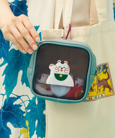 Japanese Mesh Embroidered Pouch by Kaya - Ametsuchi