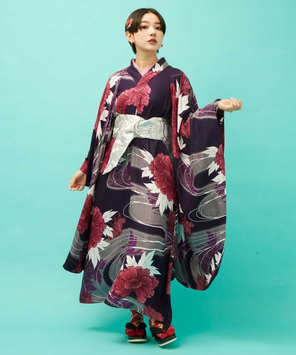 Peony Water Kimono Dress by Kaya - Ametsuchi