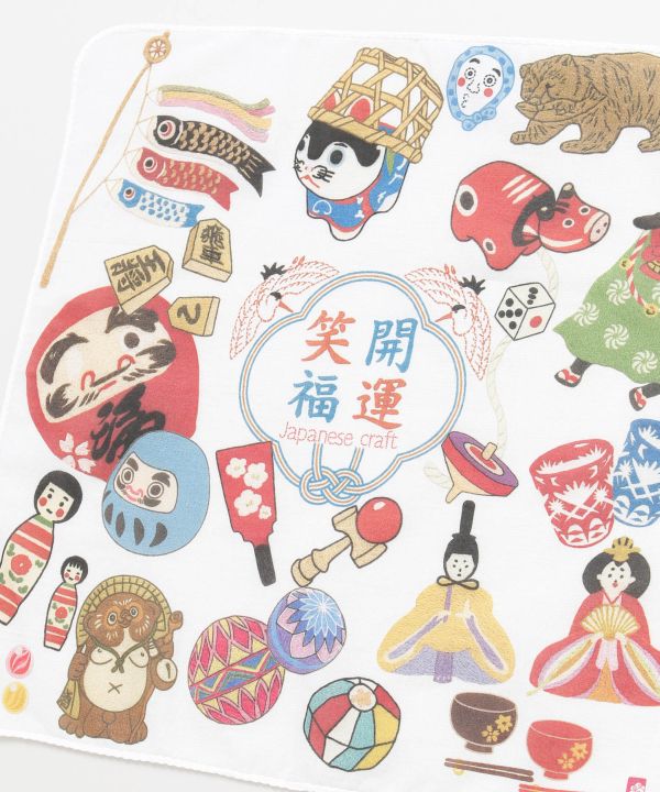 Japanese Motif Handkerchief by Kaya - Ametsuchi