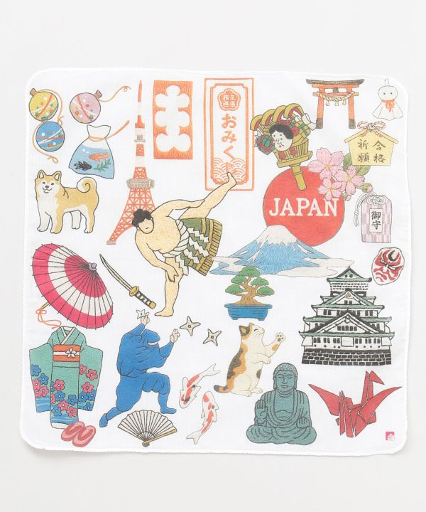 Japanese Motif Handkerchief by Kaya - Ametsuchi