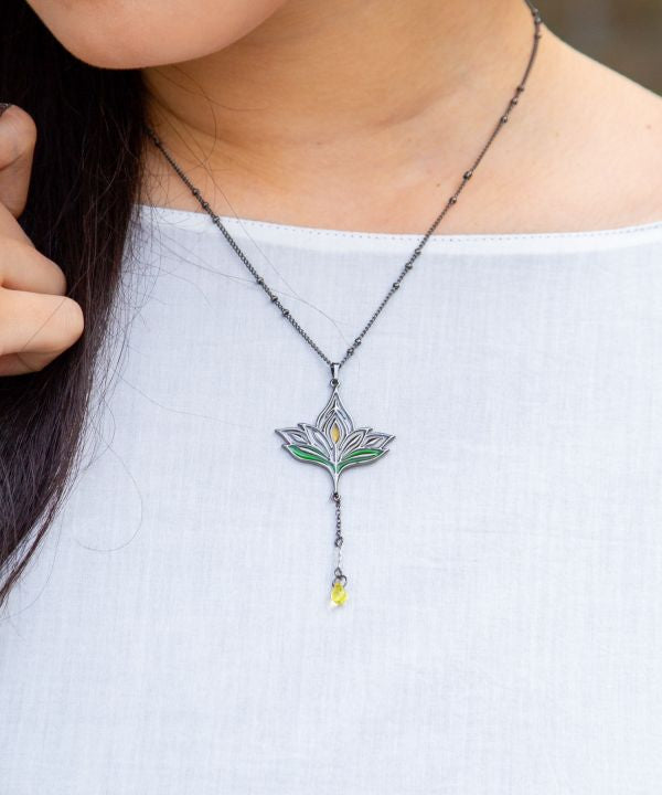 Amina x VORRUK Lotus Stained Glass Necklace by AMINA - Ametsuchi