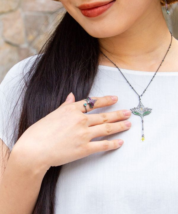 Amina x VORRUK Lotus Stained Glass Ring by AMINA - Ametsuchi