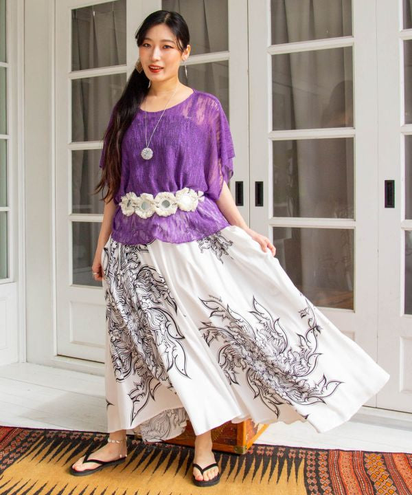 Floral Asymmetry Skirt by AMINA - Ametsuchi