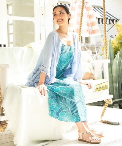 Botanical Pleated Camisole Dress by Kahiko - Ametsuchi