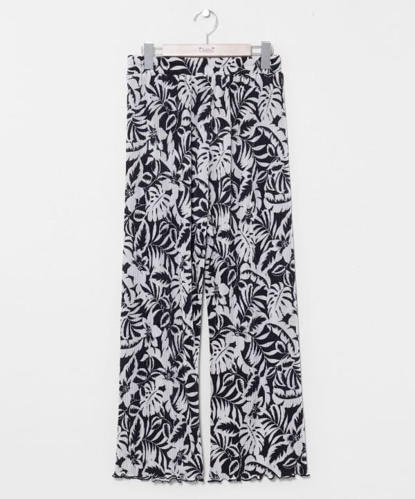 Pantalones plisados ​​de estilo resort con estampado botánico de Kahiko - Ametsuchi