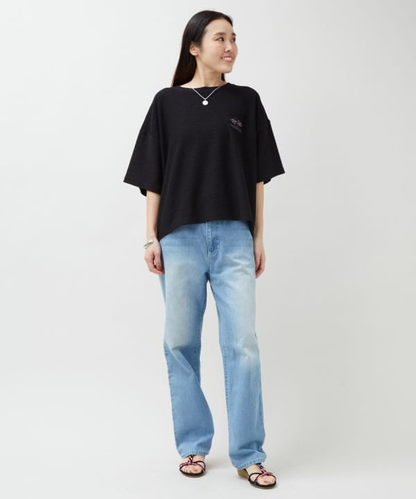 SURF＆Palms Embroidery Cropped Resort T-Shirt by Kahiko - Ametsuchi