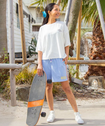 SURF＆Palms Embroidery Cropped Resort T-Shirt by Kahiko - Ametsuchi