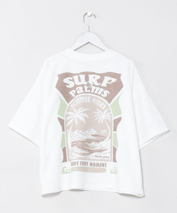 SURF＆Palms Embroidery Cropped Resort T-Shirt by Kahiko - Ametsuchi