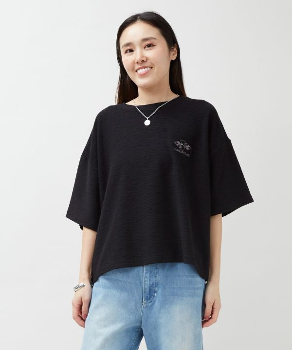 SURF＆Palms Embroidery Cropped Resort T-Shirt by Kahiko - Ametsuchi