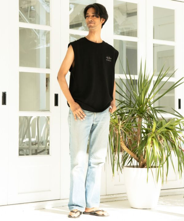 SURF＆Palms Hawaiian Embroidery Men Tank by Kahiko - Ametsuchi