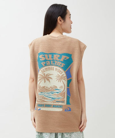 SURF＆Palms Hawaiian Embroidery Men Tank by Kahiko - Ametsuchi