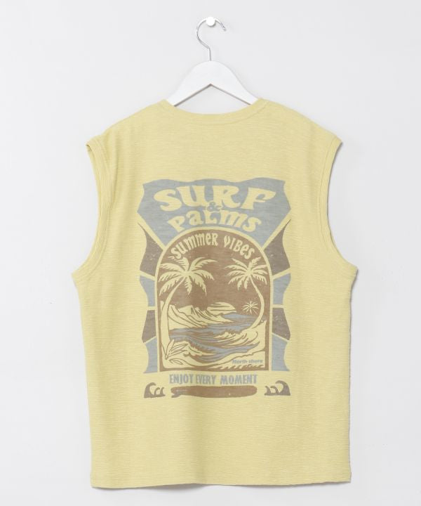 SURF＆Palms Hawaiian Embroidery Men Tank by Kahiko - Ametsuchi
