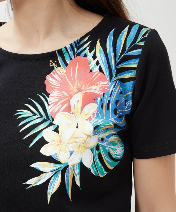Botanical Glitter Cotton T-Shirt by Kahiko - Ametsuchi