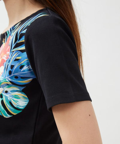 Botanical Glitter Cotton T-Shirt by Kahiko - Ametsuchi