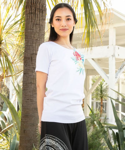 Botanical Glitter Cotton T-Shirt by Kahiko - Ametsuchi