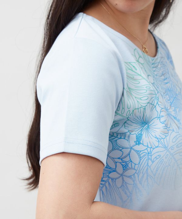 Gradient Botanical Cotton T-Shirt by Kahiko - Ametsuchi