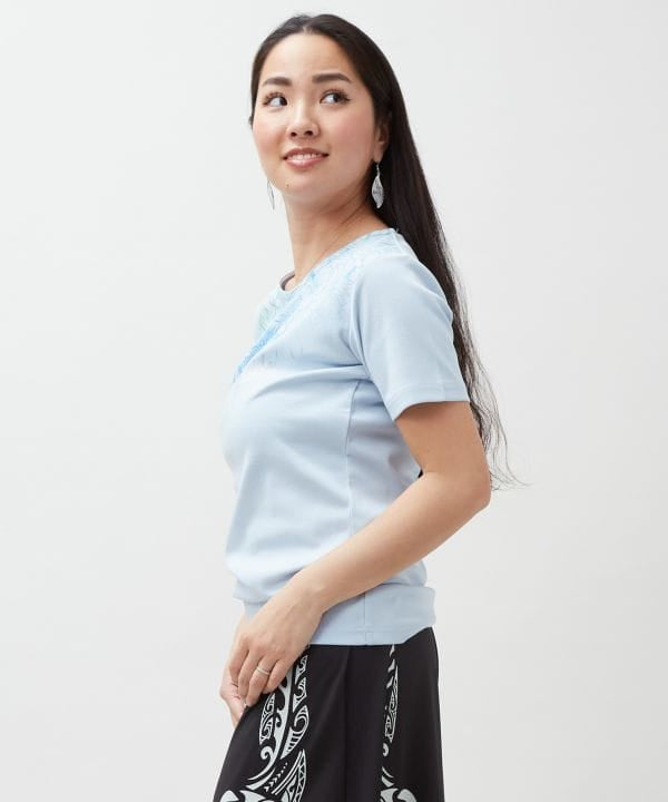 Gradient Botanical Cotton T-Shirt by Kahiko - Ametsuchi