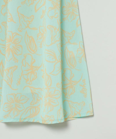 SURF＆Palms Hawaiian Floral Crinkle Skirt by Kahiko - Ametsuchi