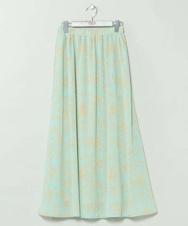 SURF＆Palms Hawaiian Floral Crinkle Skirt by Kahiko - Ametsuchi