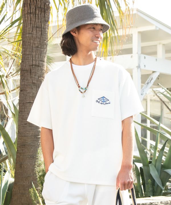 SURF＆Palms Jacquard Surf Print T-Shirt by Kahiko - Ametsuchi
