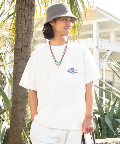SURF＆Palms Jacquard Surf Print T-Shirt by Kahiko - Ametsuchi