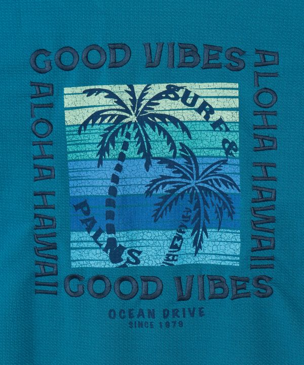 SURF＆Palms Jacquard Surf Print T-Shirt by Kahiko - Ametsuchi