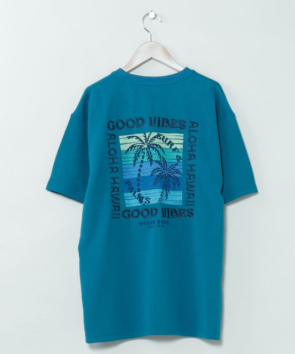 SURF＆Palms Jacquard Surf Print T-Shirt by Kahiko - Ametsuchi