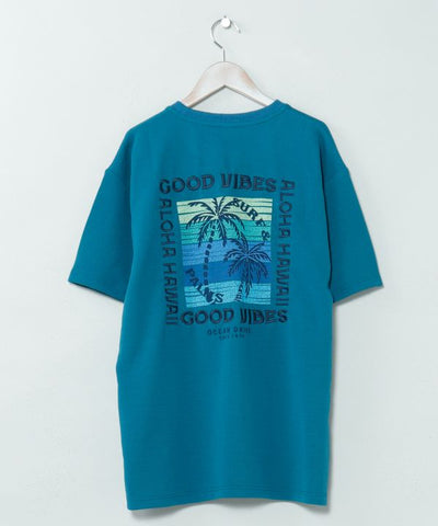 SURF＆Palms Jacquard Surf Print T-Shirt by Kahiko - Ametsuchi