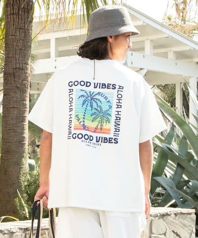 SURF＆Palms Jacquard Surf Print T-Shirt by Kahiko - Ametsuchi