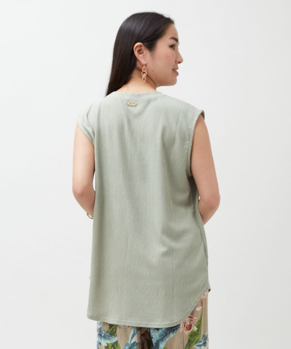 Seersucker Aloha Charm Top by Kahiko - Ametsuchi