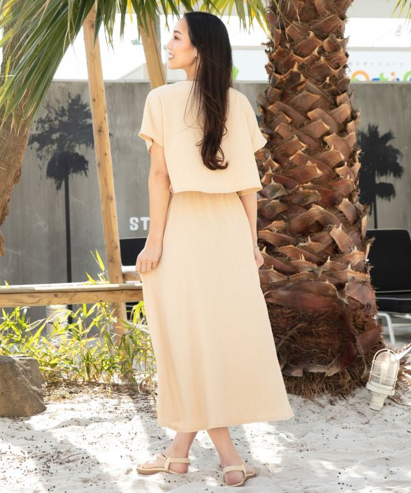 Seersucker Resort Dress Set by Kahiko - Ametsuchi