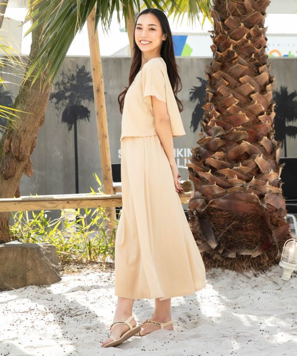 Seersucker Resort Dress Set by Kahiko - Ametsuchi
