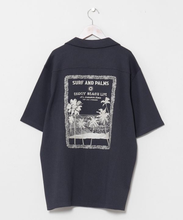 SURF＆Palms Waffle Embroidered Men Shirt