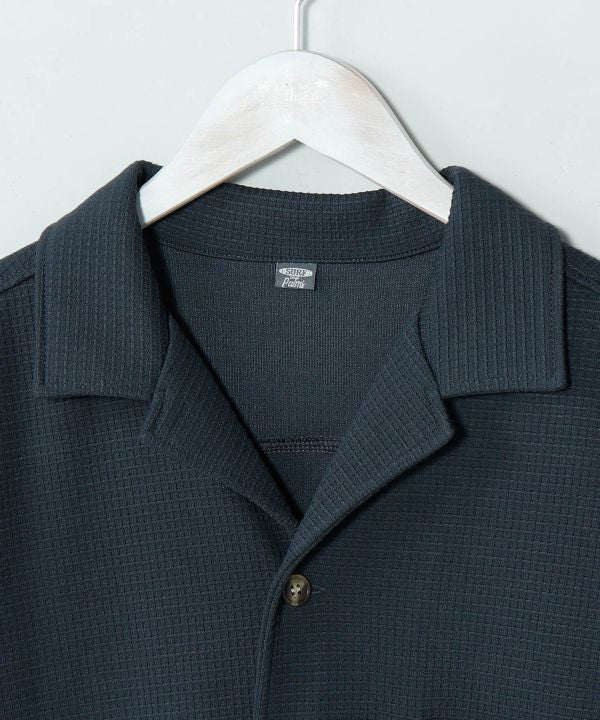 SURF＆Palms Waffle Embroidered Men Shirt by Kahiko - Ametsuchi