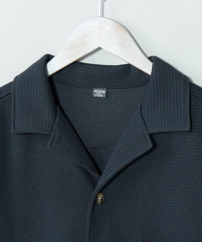 SURF＆Palms Waffle Embroidered Men Shirt by Kahiko - Ametsuchi
