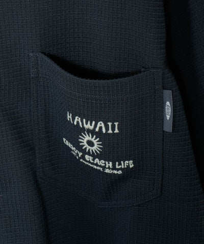 SURF＆Palms Waffle Embroidered Men Shirt by Kahiko - Ametsuchi