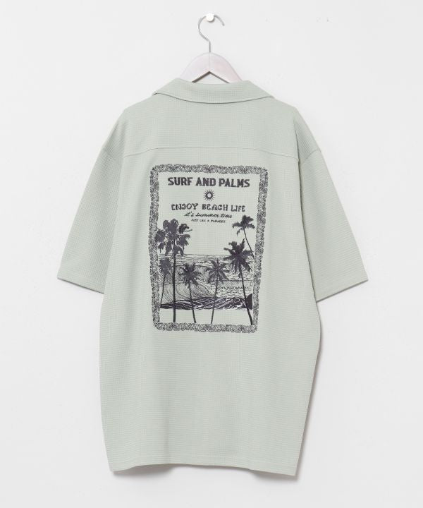 SURF＆Palms Waffle Embroidered Men Shirt