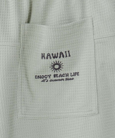 SURF＆Palms Waffle Embroidery Men Shorts by Kahiko - Ametsuchi