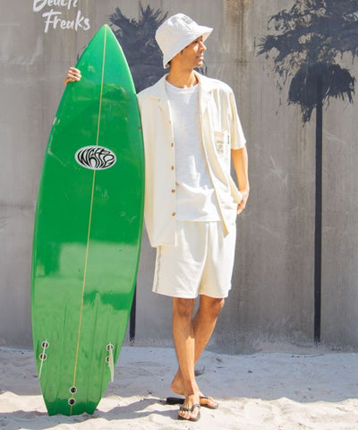 SURF＆Palms Waffle Embroidery Men Shorts by Kahiko - Ametsuchi