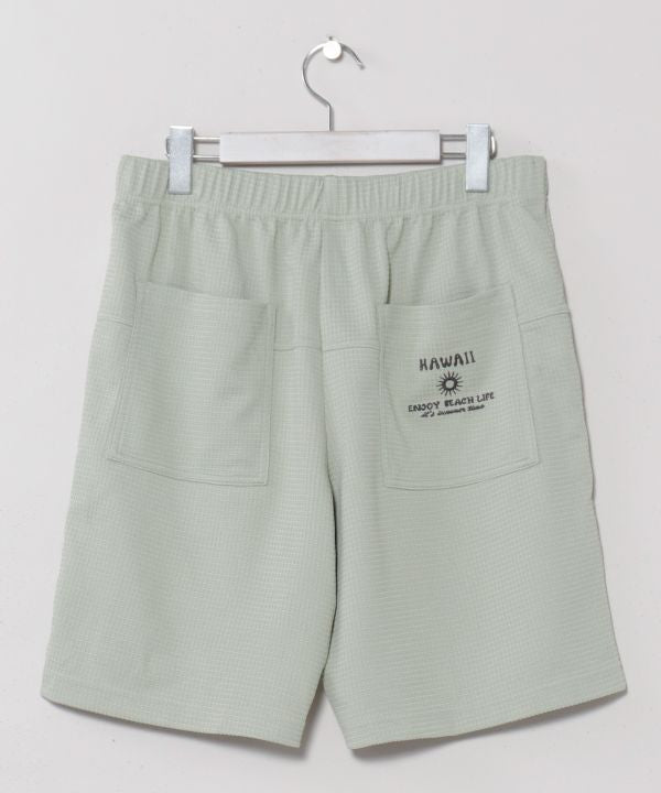 SURF＆Palms Waffle Embroidery Men Shorts by Kahiko - Ametsuchi