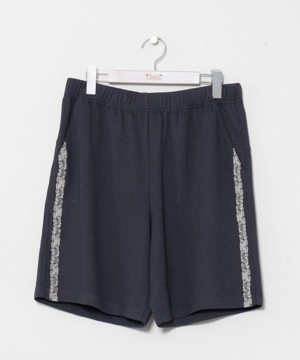 SURF＆Palms Waffle Embroidery Men Shorts by Kahiko - Ametsuchi