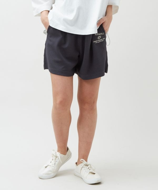 Pantalones cortos de gofre con bordado vintage SURF & Palms de Kahiko - Ametsuchi