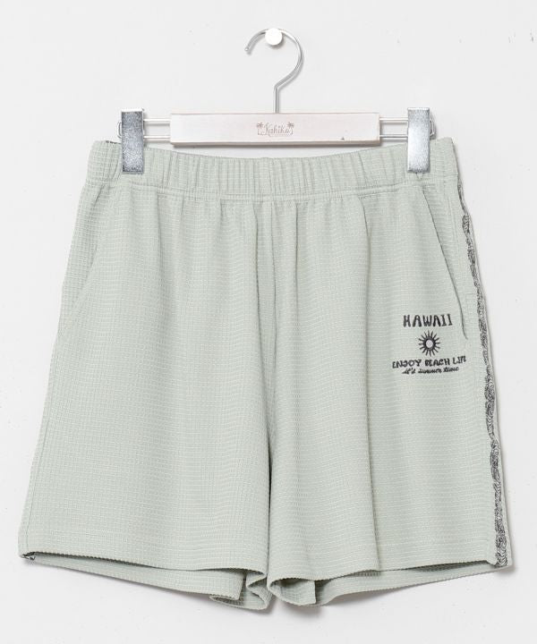 SURF＆Palms Vintage Embroidery Waffle Shorts