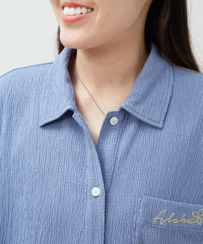 Seersucker Embroidery Shirt Set by Kahiko - Ametsuchi