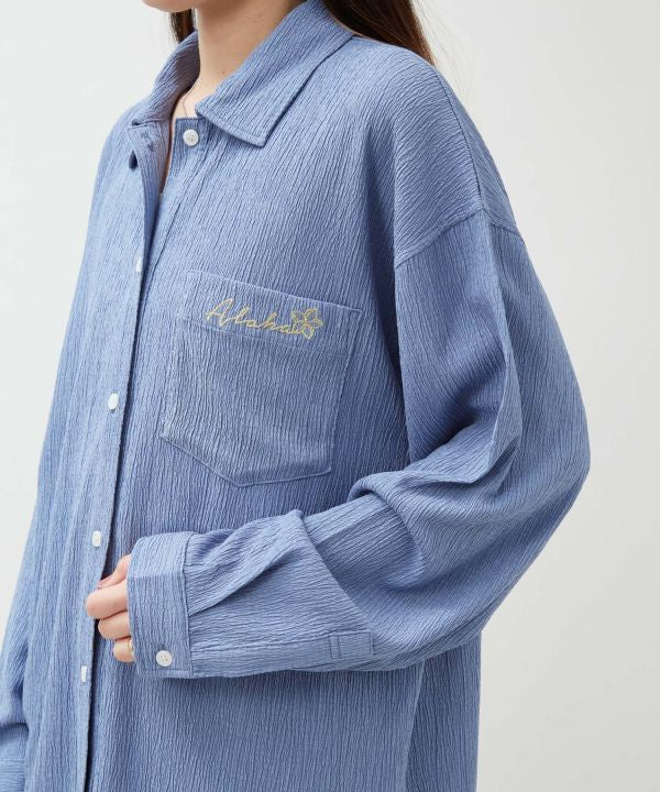 Seersucker Embroidery Shirt Set by Kahiko - Ametsuchi