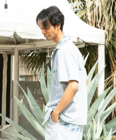 SURF＆Palms Palm Embroidery Corduroy Shirt by Kahiko - Ametsuchi