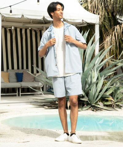 SURF＆Palms Palm Embroidery Corduroy Shirt by Kahiko - Ametsuchi
