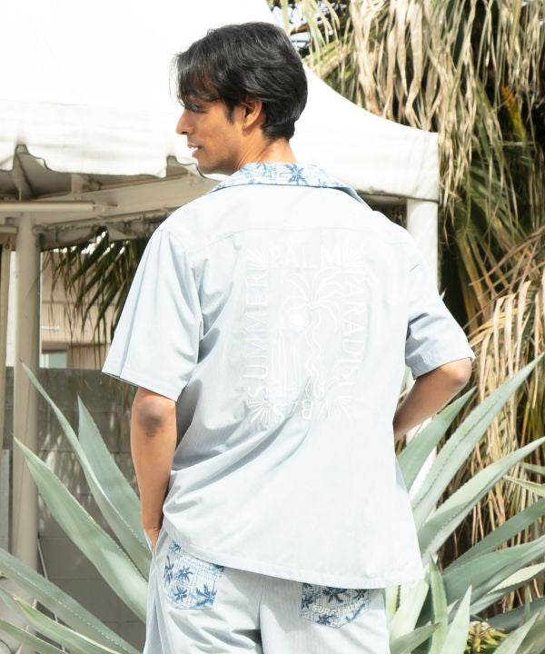 SURF＆Palms Palm Embroidery Corduroy Shirt by Kahiko - Ametsuchi