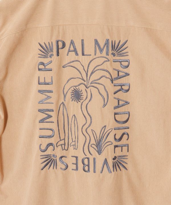 SURF＆Palms Palm Embroidery Corduroy Shirt by Kahiko - Ametsuchi